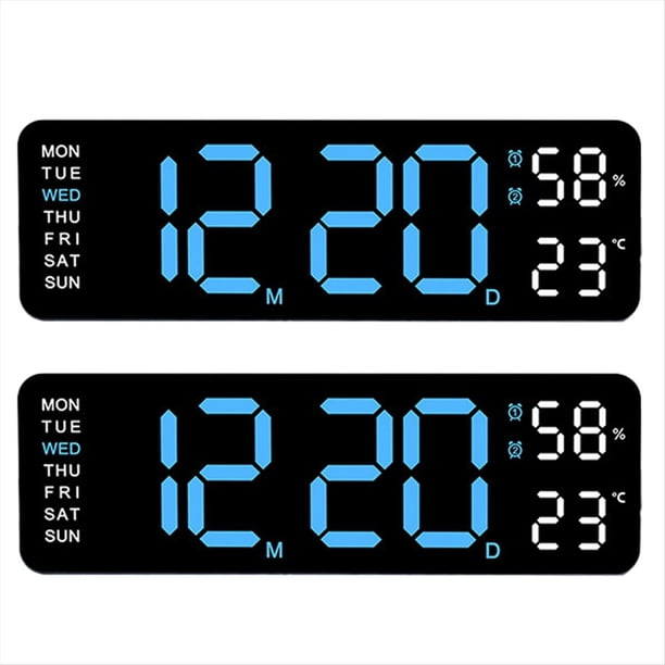 Reloj Electrónico Multifuncional Simple, Rectangular, con Fuente Grande, Despertador, Se Puede Colgar o Colocar de Pie B