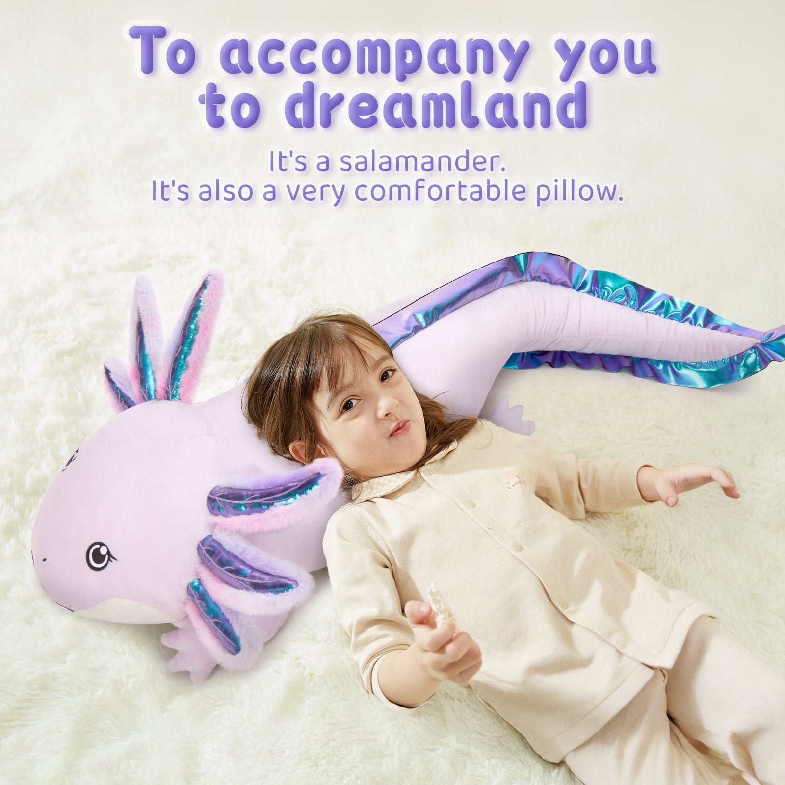 MaoGoLan 43.3 inch Long Axolotl Plush Pillow Axolotl Stuffed Animal Plush Toy Stuffed Net Toys