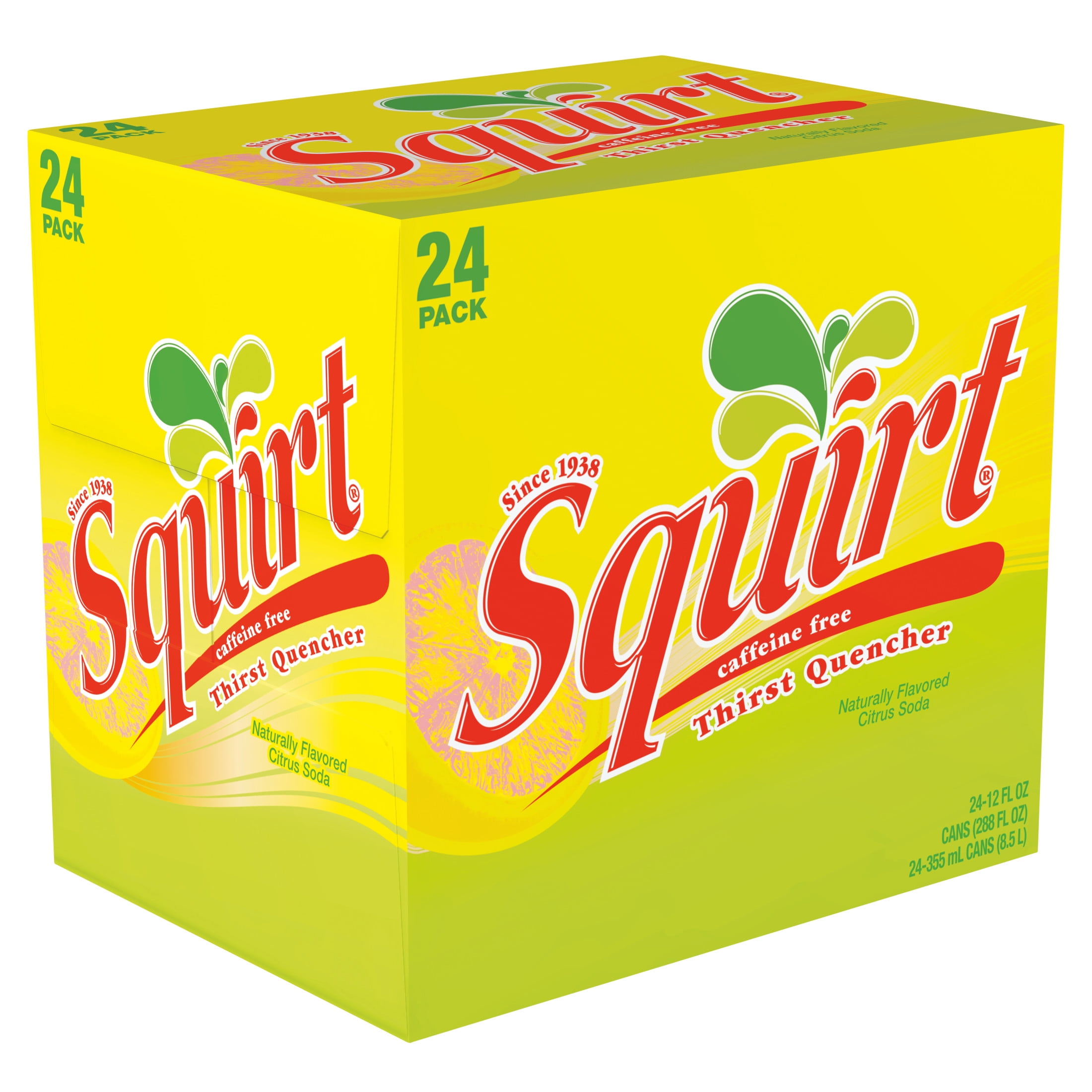 Squirt Caffeine Free Grapefruit Soda Pop, 12 fl oz, 24 Pack Cans