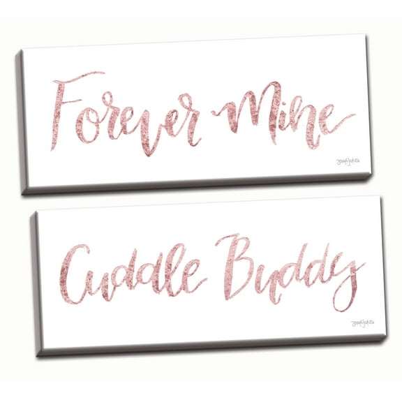 Gango Home Decor Shabby-Chic Sweet Baby Girl Pink V & VI by Jenaya Jackson (Ready to Hang); Two 36x12in Hand-Stretched Canvases