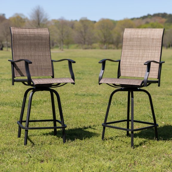 Flash Furniture 30" All-Weather Patio Swivel Outdoor Stools, Brown (Set of 4)