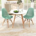 thumbnail image 2 of Gymax 3 PCS Dining Table Set for 2 Persons Modern Round Table & 2 Chairs w/ Wood Leg White & Green, 2 of 8