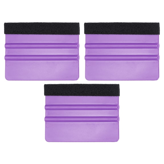 Uxcell 3pcs Vinyl Squeegee Felt Edge 4" Squeegee Felt Fabric Vinyl Scraper for Car Wallpaper Decal Smoothing Sign Making Window Privacy Film Glass Tint Installation DIY Crafts, Purple