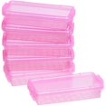 thumbnail image 1 of wonima02 6 Pack Clear Case, Large Capacity with Locking Lid, Stackable Plastic Organizer for Pens, Pencils, School & Office Supplies, Pink, 1 of 1