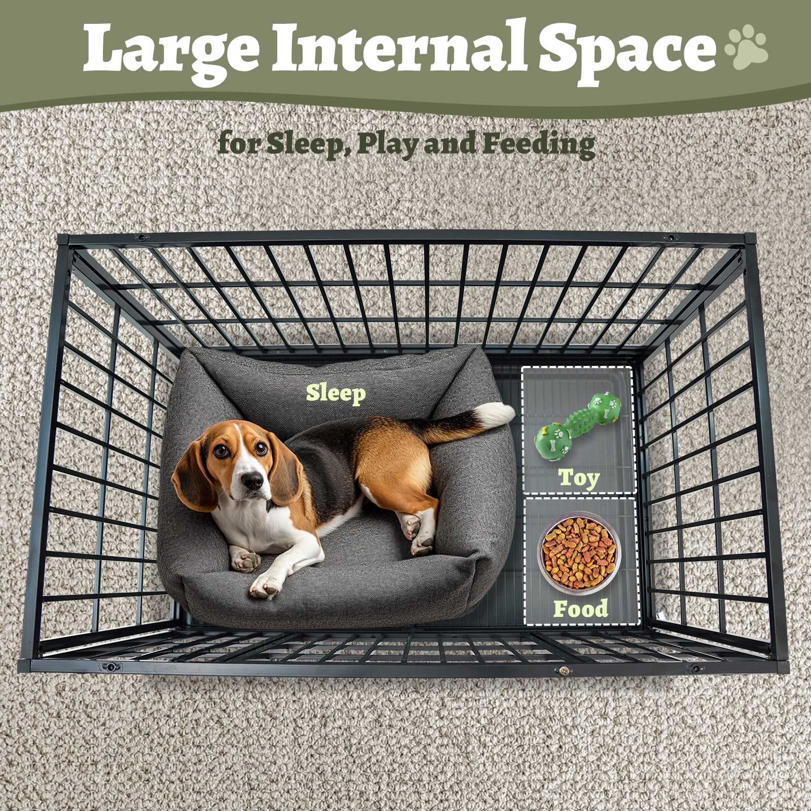 Homey Pet Stackable 36 Inch Dog Crate, Heavy Duty Dog Cage Escape Proof Collapsible Kennel with Open Top, Lockable Wheels, Removable Tray & Grid for Medium/Small Dogs