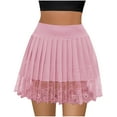 thumbnail image 2 of JGGSPWM Womens High Waist Pleated Skirt Lace Mini Skirts Fashionable Casual Dance Party Short Going Out Skirt Pink S, 2 of 6