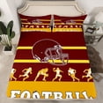 thumbnail image 3 of Feelyou Cartoon Rugby Athlete Twin Sheet Sets, Brown Gold Stripe Line Twin Fitted Sheet, Est Sleep Sports Soccer Flat Sheet, Lightweight Room Decor, 3pcs, 3 of 8