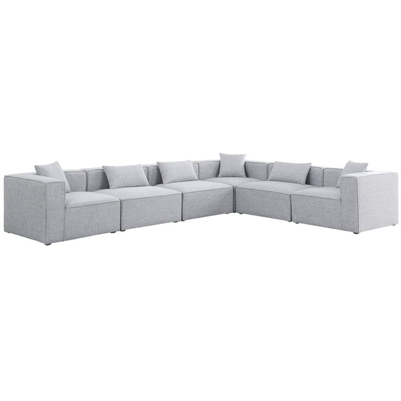 Meridian Furniture Cube Grey Durable Linen Modular Sectional