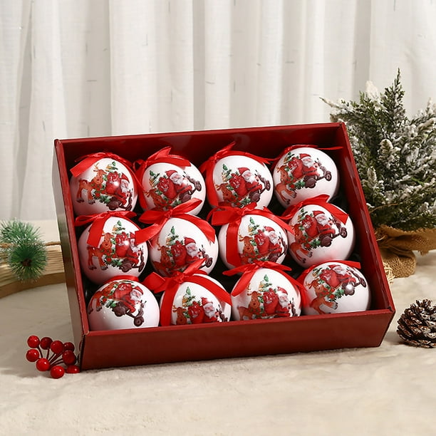 Adornos navideños, bolas navideñas, regalos navideños, bolas navideñas de 8 cm, bolas decorativas para árbol de Navidad, bolas de regalo para fiestas, 12 unidades.