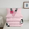 thumbnail image 5 of Erosebridal Letter Initial V Bedding Twin Comforter Set,Kawaii Bow Down Comforter,Super Cozy Reversible Bedding Sets Twin with Comforter,Cow Print Decor,3pcs, 5 of 8