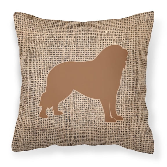 Carolines Treasures BB1077-BL-BN-PW1414 Tibetial Mastiff Burlap and Brown Canvas Fabric Decorative Pillow BB1077