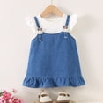 thumbnail image 5 of Afuyipoi Toddler Girls Casual Ruffle Sleeve Denim Dress (6 Months-4 Years) Summer Soft Cotton Cowboy Skirt A-Line Sundress for Photoshoot Blue 18-24 Months, 5 of 7