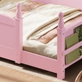 thumbnail image 5 of Bellemave Montessori Twin Floor Bed with Bookshelf, Solid Wood Kids Twin Size Bed Frame with Rail and Slats, No Box Spring Needed (Pink), 5 of 8