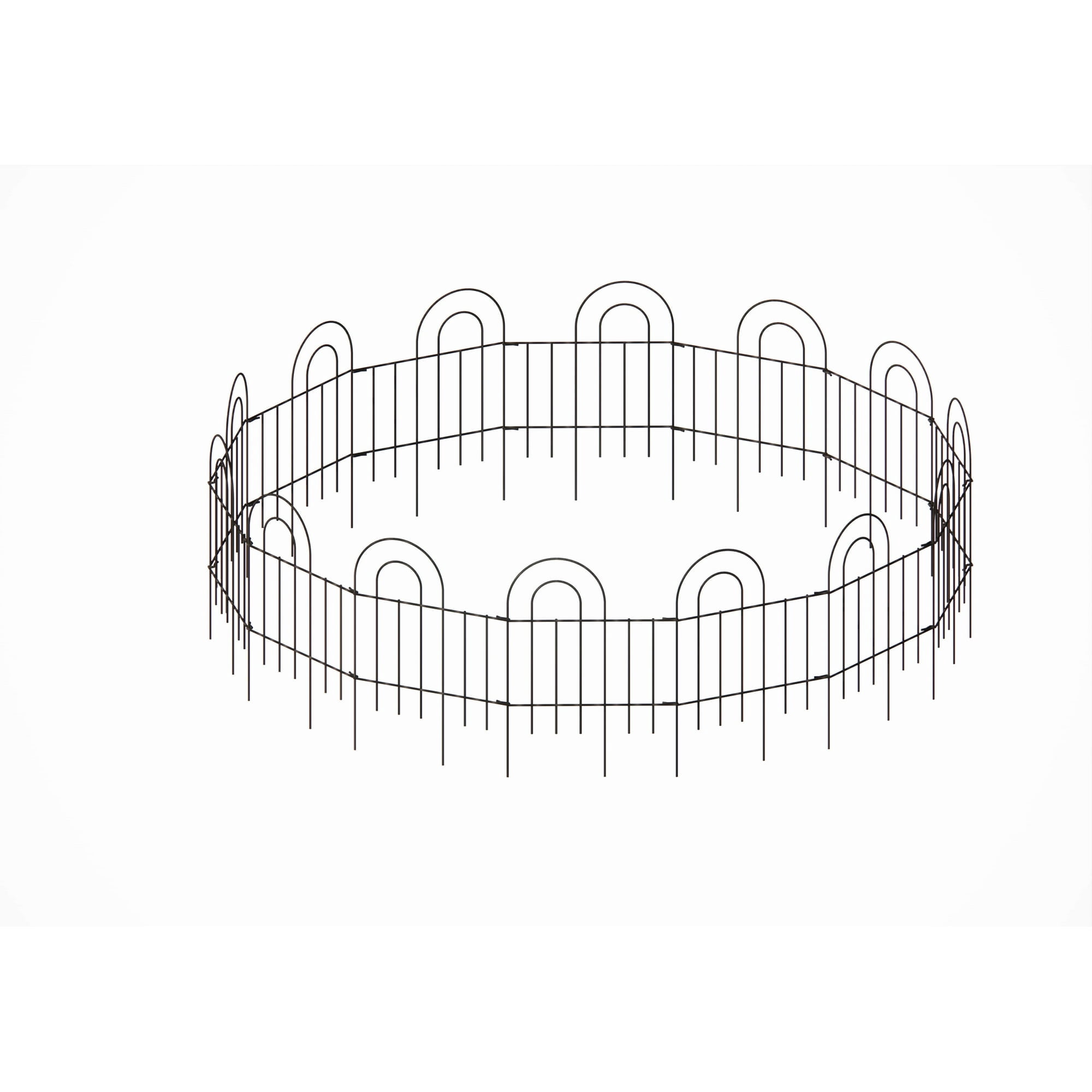 Holaki 14 Panels Decorative Outdoor Garden Fence for Yard 24in(H) X 20.4ft(L) Animal Barrier Fencing Galvanized Rustproof Metal Landscape Wire Fencing Patio Fences Moveable Flower Bed Border Black