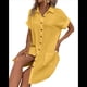 thumbnail image 2 of Vestido Túnica Holgado Informal de Verano para Mujer, de Algodón y , con Botones, Escote en V, Corta, Color Amarillo, Talla S, 2 of 7