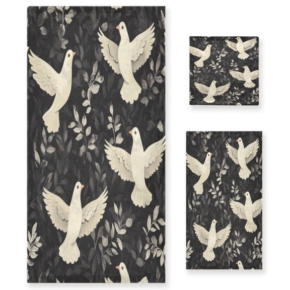 Three-Piece Towel Set Face Towel Towel Set Hand Towel Bath Towel Cotton Bath Towels Bath Towel Sets Hand Bath Towels White Dove