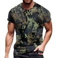 thumbnail image 6 of Mens Workout Shirts Big And Tall Short Sleeve Crewneck Camouflage T-Shirts Causal Stylish Camo Pullover Top Tees,Dark Green L, 6 of 6