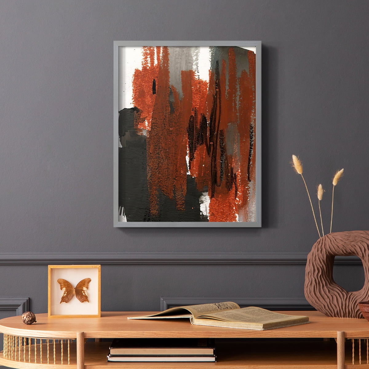 Loft Pastel VI Framed Print in Gray Solid Wood Framed Print No Nail Hanging