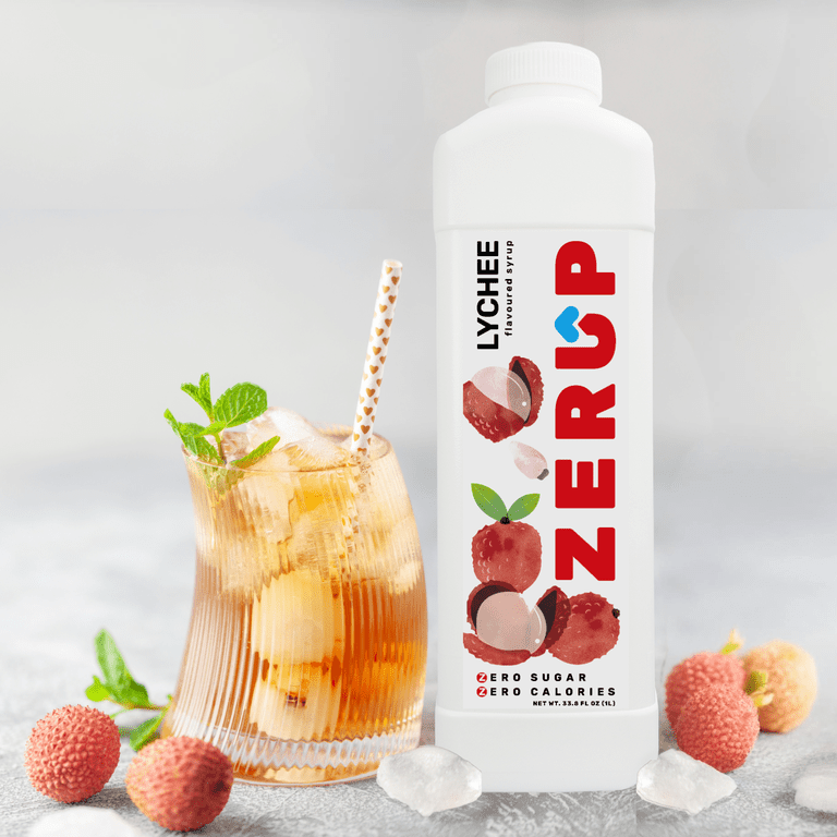 Zerup Zero Sugar Lychee Syrup Sugar-Free Zero Calories Pack of 4