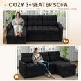 thumbnail image 5 of Muumblus Convertible Sofa Bed, Sectional Sleeper Sofa with Storage Chaise, L-Shaped Couch for Living Room, Black Chenille, 5 of 13