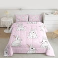 thumbnail image 2 of Homewish Cute Rabbit Queen Comforter Set,Kawaii Animal Bedding Sets,Pink White Bedding Comforter Set For Girls Teens,Breathable Home Decor Reversible,3 Pieces, 2 of 8
