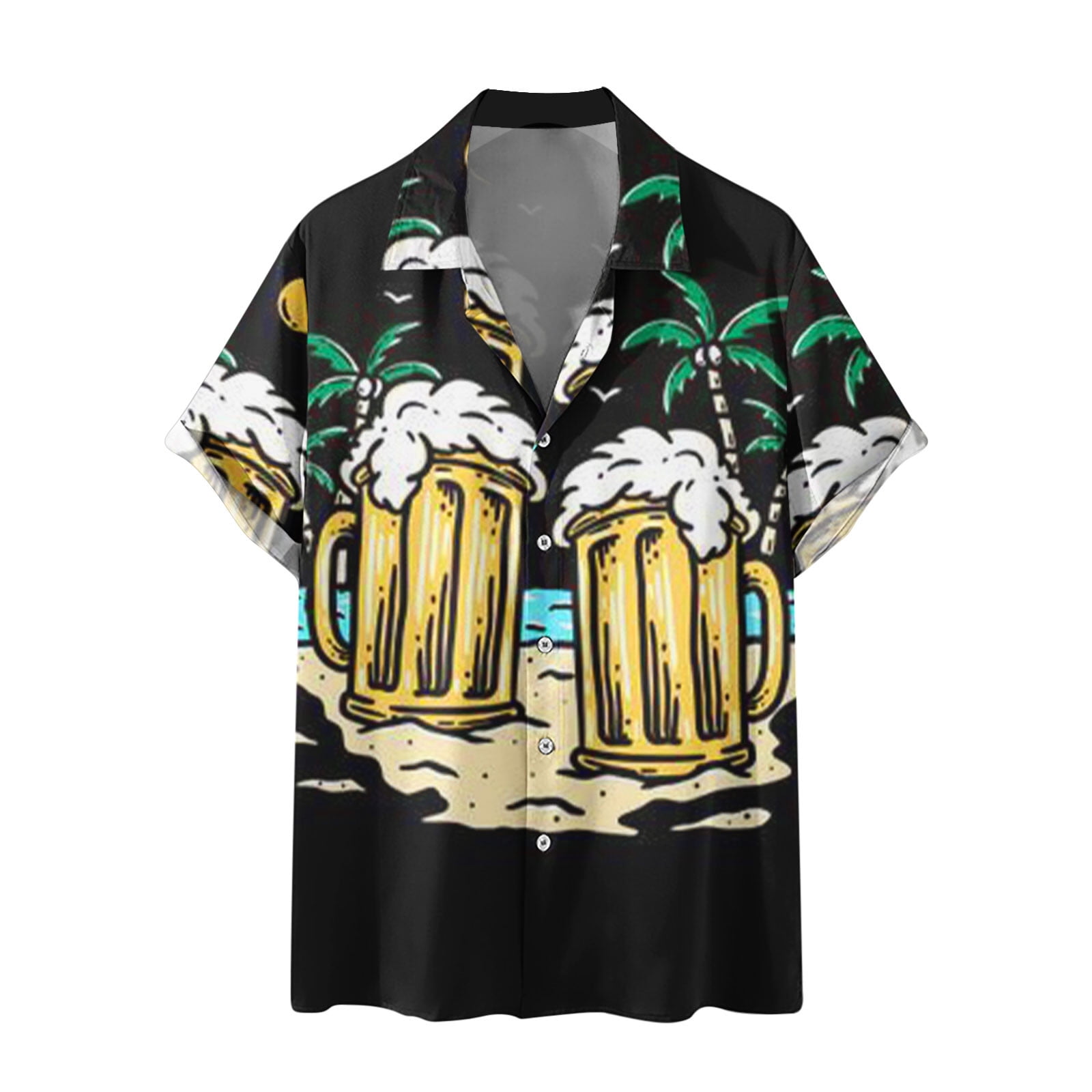 DDAPJ pyju Beer Hawaiian Shirt for Men Funny Printed Button up Short ...