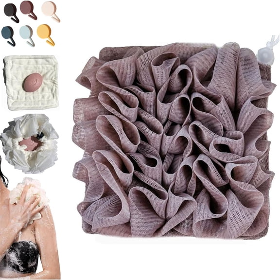 6 Pack 2 in 1 Loofah Sponge Washcloths, Drawstring Leeffa Loofah Washcloth, Loofah Cloth for Bar Soap for Smooth Skin