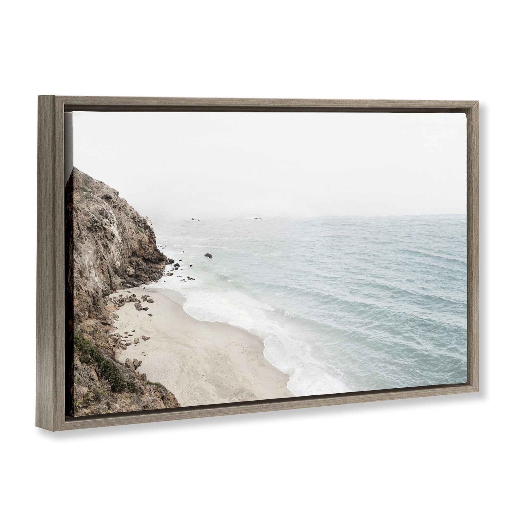 Stupell Industries California Coast Cliffs Nautical & Beach Photography Brown Floater Framed Canvas Art Print Wall Art, 31 x 21
