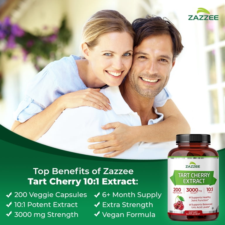 Zazzee Naturals, Tart Cherry Extract, 3000 mg, 200 Vegan Capsules