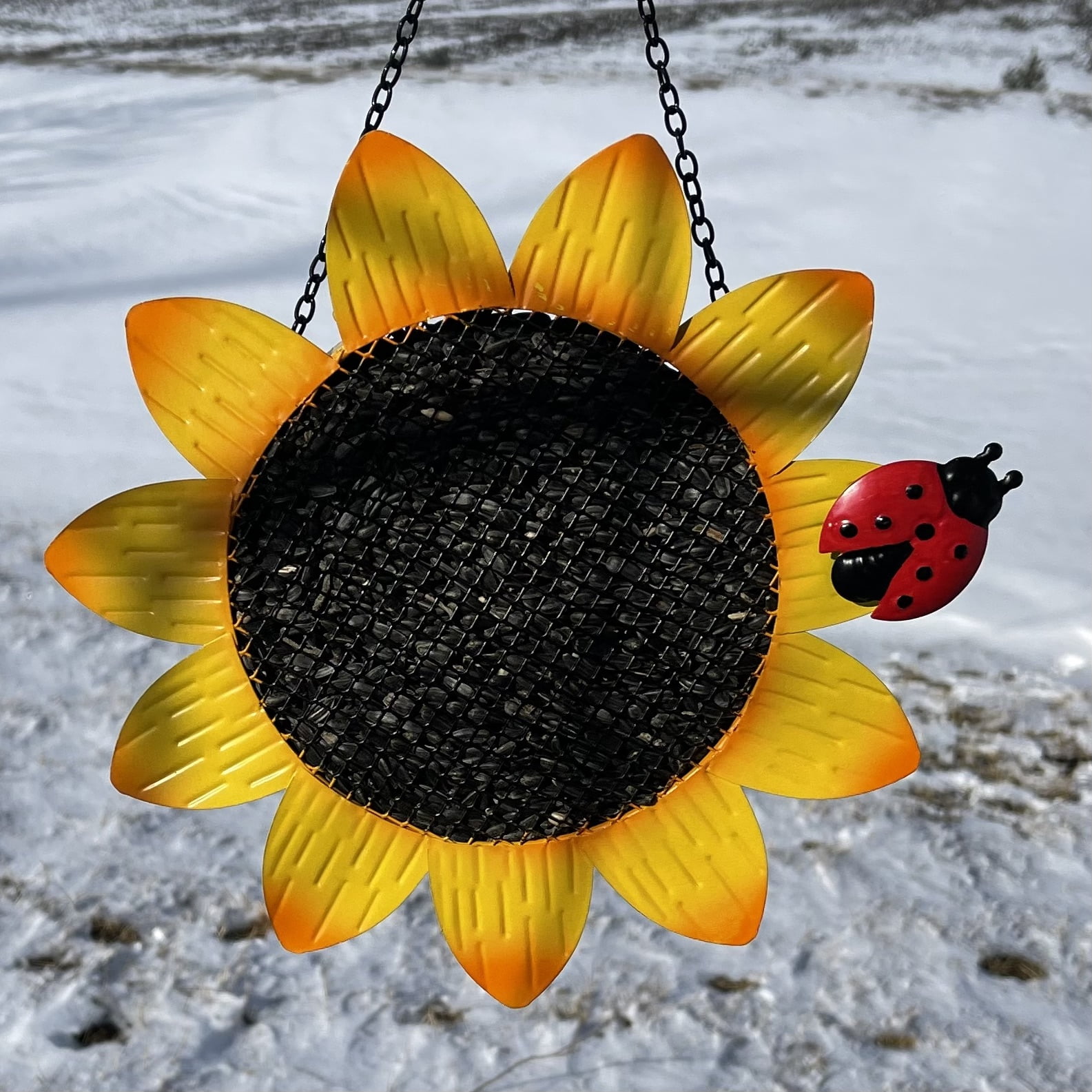 Gift Essentials Yellow Sunflower Metal Mesh Clinging Bird Seed Feeder GEF1001