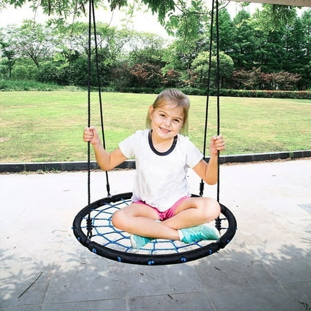 24 Kids Round Web Swing Spinner Swing Platform Rope Swing Indoor Outdoor Round Mat Swing Net Swing Tree Swing Great For Tree Swing Set Backyard