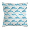 thumbnail image 1 of Sea Animals Decor Throw Pillow Cushion Cover, Aqua Dolphin Figures with Leaf Ornamentals Abstract Art Playful Fish, Decorative Square Accent Pillow Case, 20 X 20 Inches, Blue White, by Ambesonne, 1 of 2