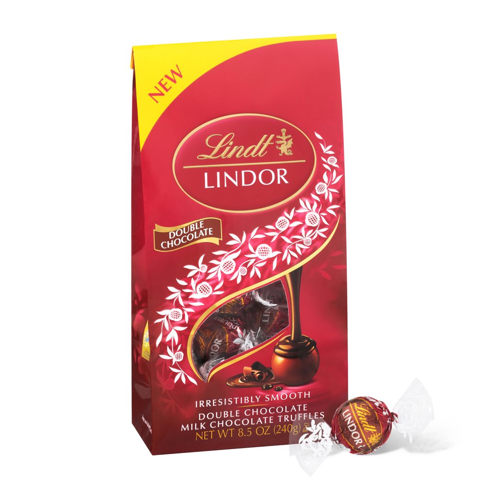 Lindt LINDOR Double Chocolate Milk Chocolate Truffles, 8.5 oz. Bag