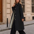 thumbnail image 6 of SHENGXINY Women's Long Button Trench Coat Lapel Lined Kneee Length Long Sleeve Windproof Outwears Casual Jacket for Work Daily Wear Fall Winter Black 2XL, 6 of 9