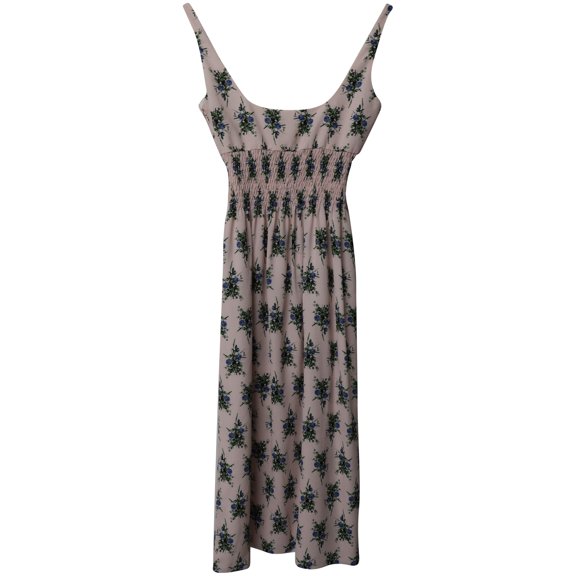 Pre-Owned Emilia Wickstead Giovanna Floral Printed Smocked Waist Midi Dress in Pink Cotton
