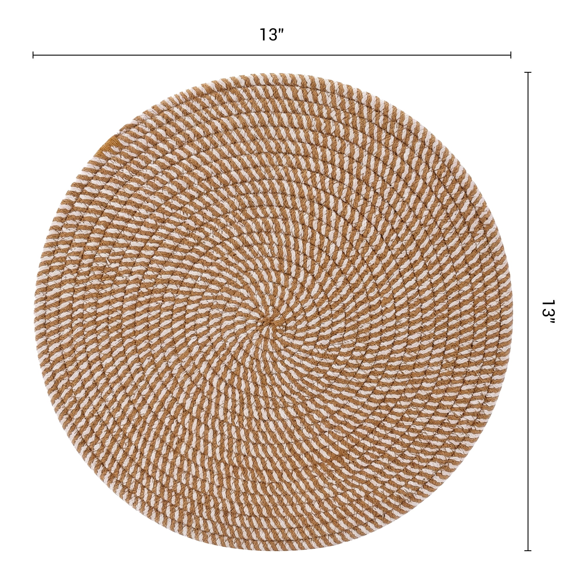 Unique Bargains 4Pcs Round Woven Table Placemats Caramel 13x13inch
