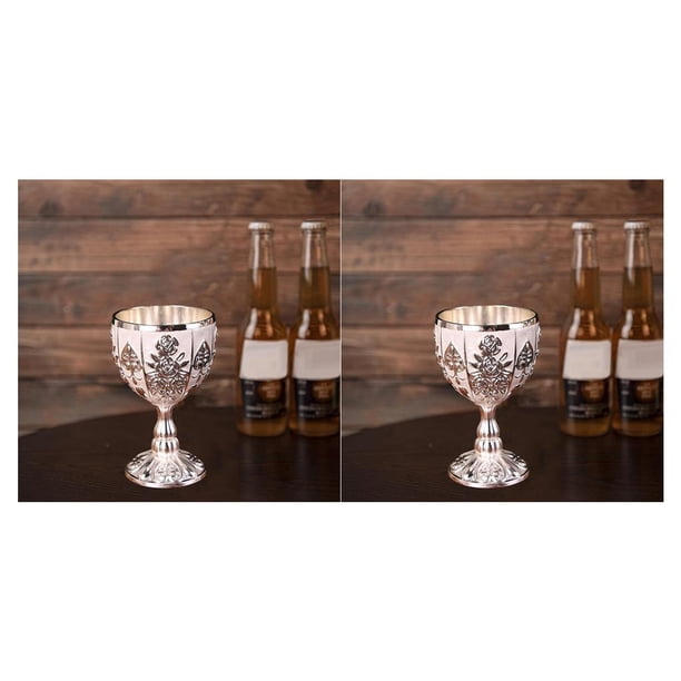 Yuarrent Copa de vino de lujo Copa de vidrio en relieve para aficionados al vino Vasos opulentos Calabaza rosa plateada Calabaza rosa plateada 2Conjunto