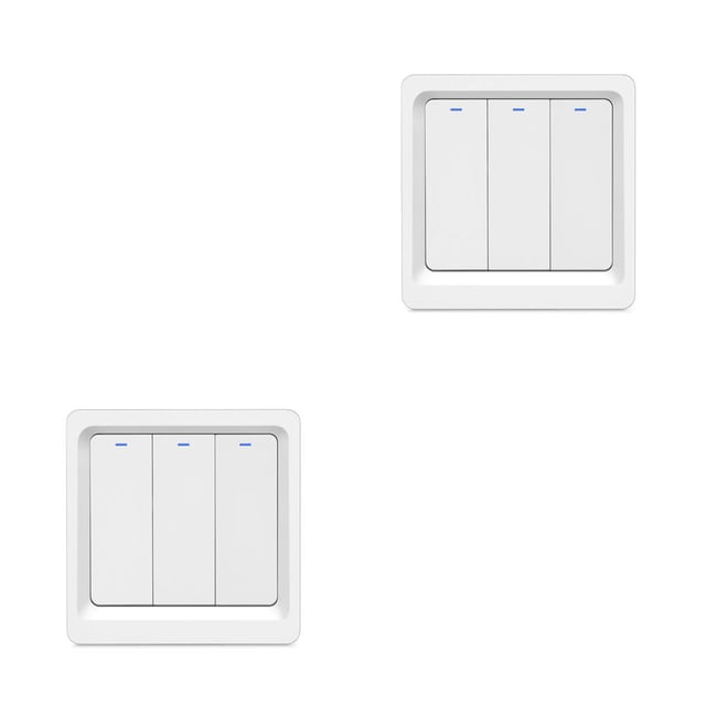 Yuarrent Interruptor de botón, ligero, inalámbrico, Control de voz, tres bandas, interruptores de luz, dispositivo de iluminación para sala de Tipo de llave de tres vías 2piezas Yuarrent CBP496672