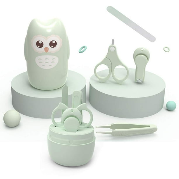 Juego de cuidado de uñas para bebés recién nacidos, juego de manicura para bebés, juego de cortaúñas para recién nacidos, paquete de regalo de búho lindo, verde oso de fresa Electrónica