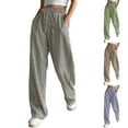 thumbnail image 4 of Women's Pants Fashion Casual Pants For Women Casual Striped Wide Leg Drawstring Elastic Waist Dress Palazzo With Pockets, 4 of 6
