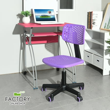 Geniqua Office Chair Purple Adjustable Swivel Plastic Rolling