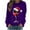 Purple, variant on WXLWZYWL Christmas Shirts for Women 2024 Raglan Sleeve Funny Xmas Tree Print Cute Santa Graphic Sweatshirts Loose Fit Pullover