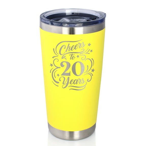 Bevvee Insulated Travel Tumbler 20 oz Cheers 20 Years Gifts for Anniversary Celebrations Tumblers