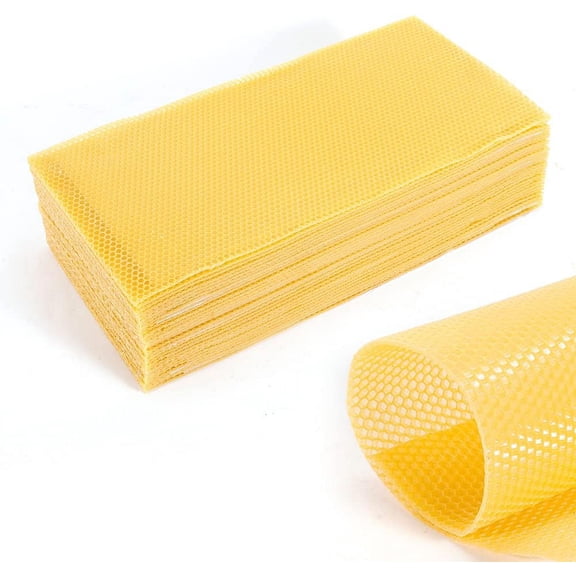 Miumaeov 30 Pcs Bee Hive Foundation Sheets – 7.68"×16.34" Natural Beehive Frames for Honey Production & Beekeeping Supplies