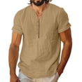 thumbnail image 3 of Cotton Linen T Shirts for Man Short Sleeve Lightweight Breathable V Neck Relaxed Fit Casual Tshirts Mens Tees, 3 of 6