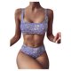 thumbnail image 1 of Conjunto de bikini HUOGUO para mujer, corte alto, con cordones y estampado de rayas, 1 of 4