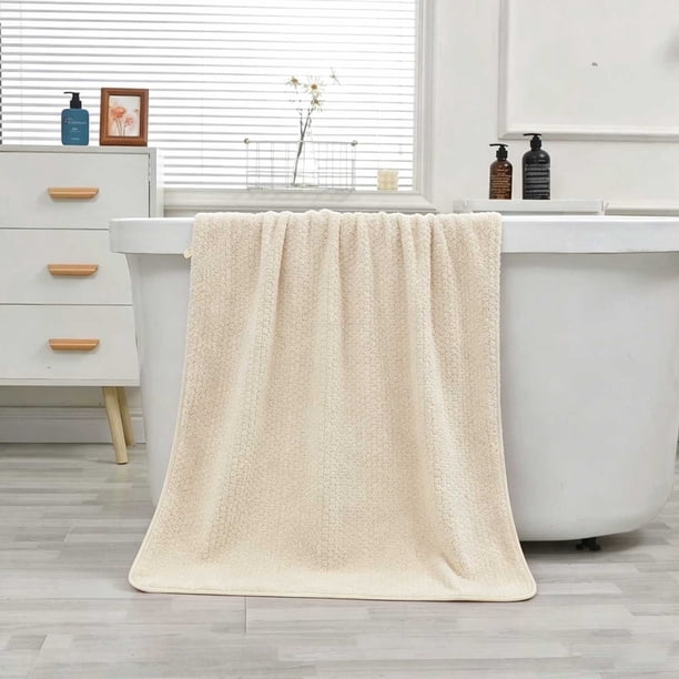Toalla de baño gruesa 70x140 cm, franela suave y absorbente, toalla grande de ducha para familia, bebés y niños pequeños en beige, gris, caqui, verde.