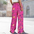 thumbnail image 2 of JUSLIO Womens Pants Comfortable Drawstring Casual Wide Leg Pants Pink L, 2 of 9