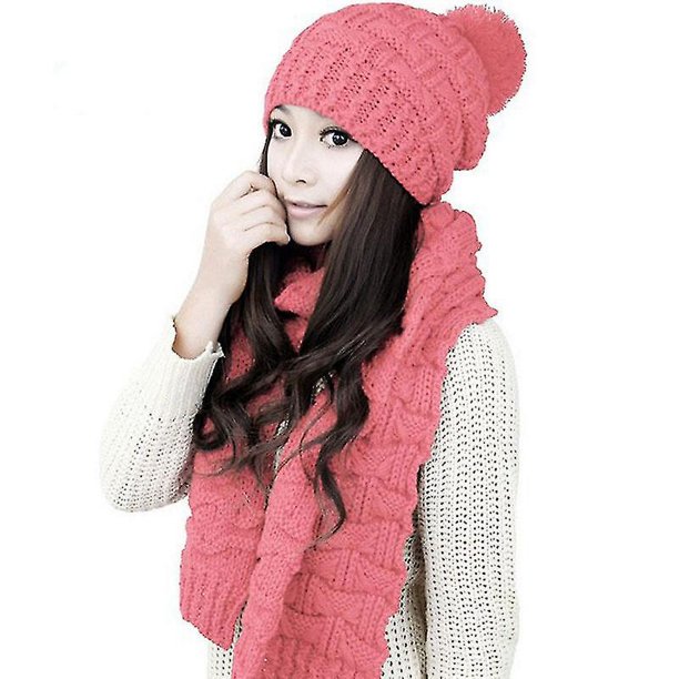 Style 5 Gorro cálido de invierno para mujer, gorro y bufanda con cuello envolvente