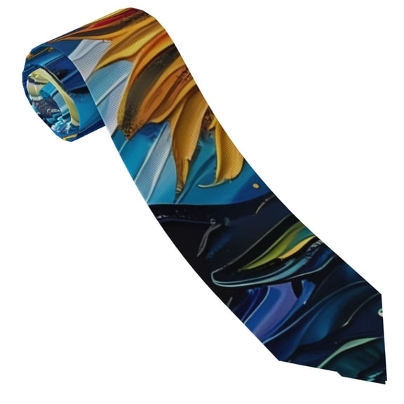 Vsdgher Starry Night Sunflower Field Print Ties for Men 4.7" Formal Necktie Wedding Accessory Men's Business Ties for Wedding Bussiness Work